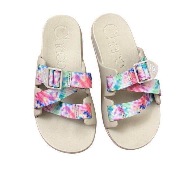Chaco Chillos Slide Sandals Light Tie Dye Beige Size 9 - Picture 3 of 9